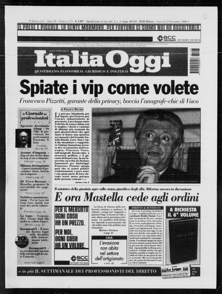 Italia oggi : quotidiano di economia finanza e politica